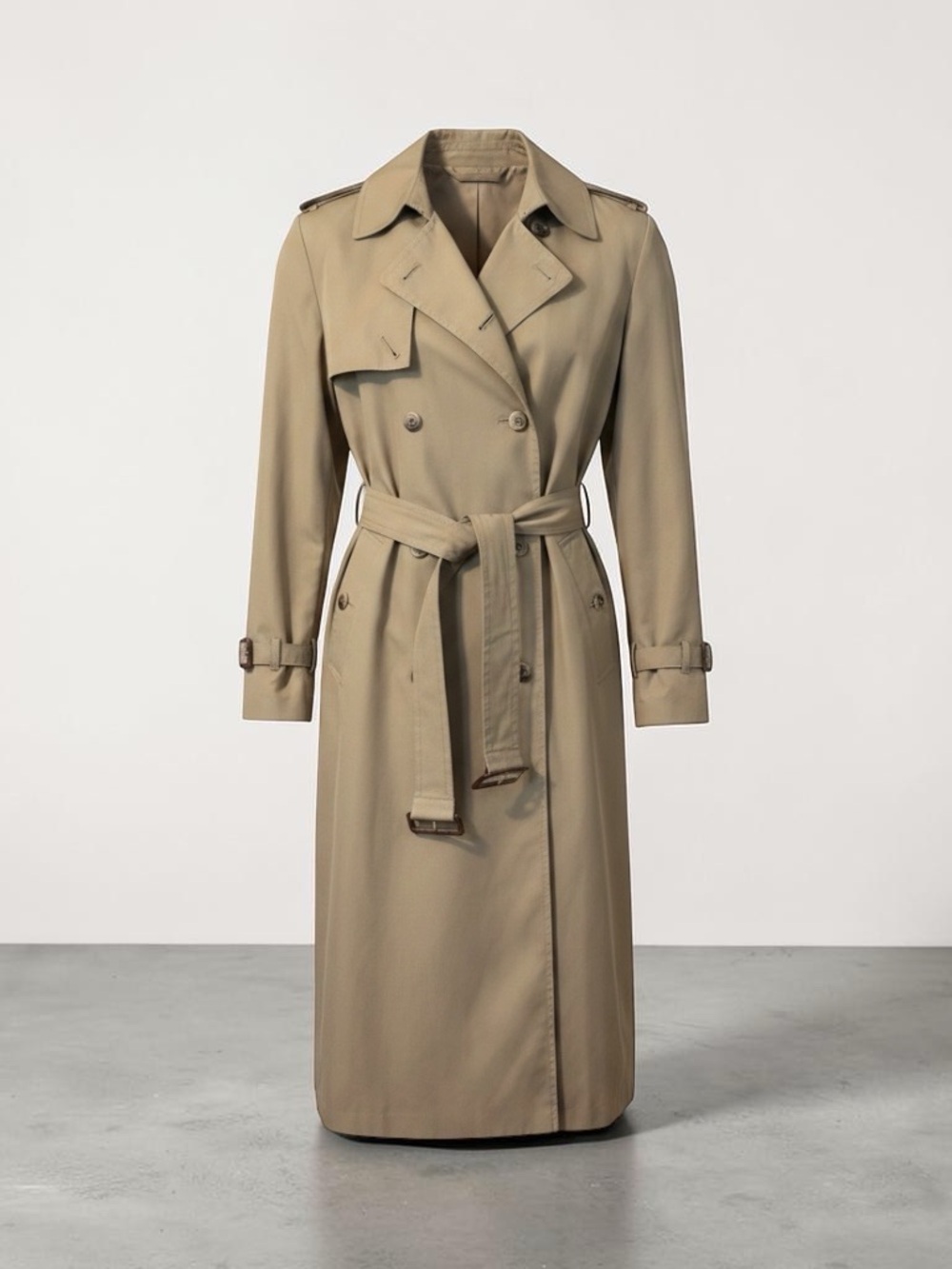 London Fog Tan Double-Breasted Trench Coat with Belt